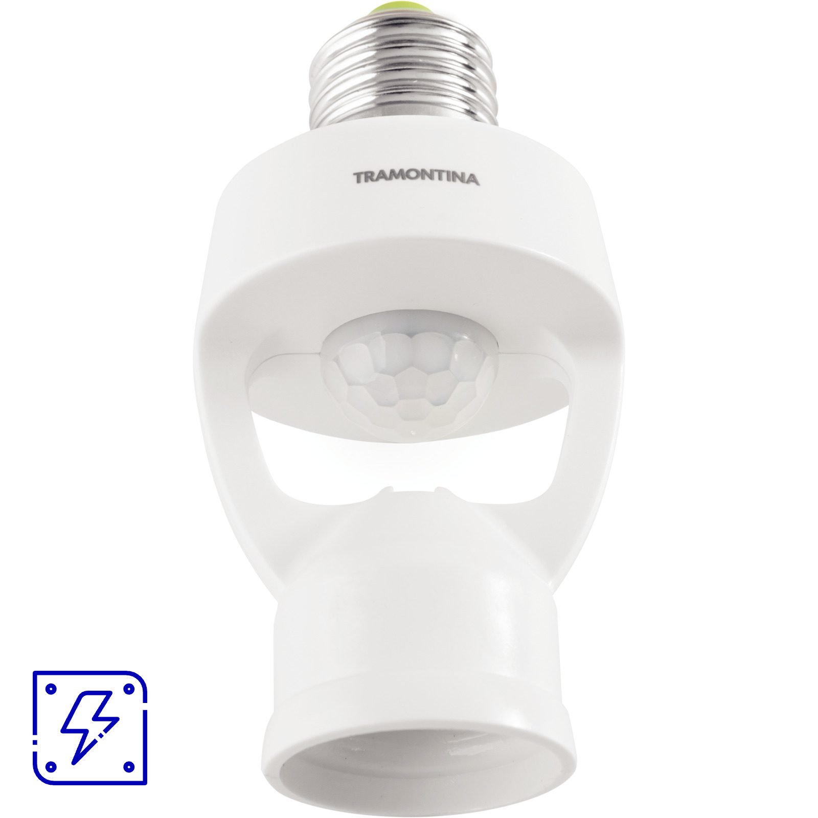Sensor de Presença 360° Soquete E27 Tramontina Bivolt com Fotocélula Branco 10 UNIDADES EMB.MINIMA