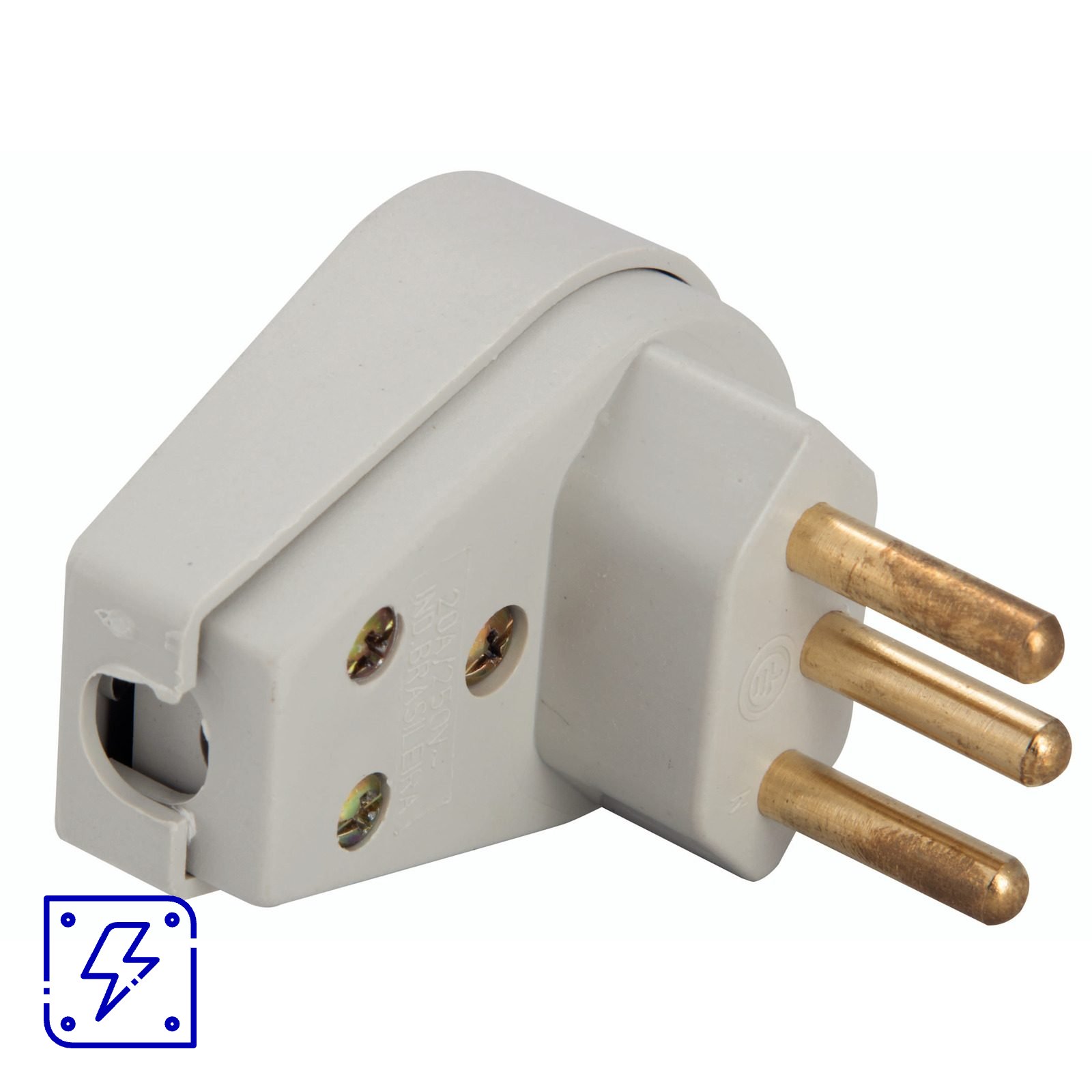 Plugue Angular 2P+T 250 V 10 A Tramontina Cinza 30 UNIDADES EMB.MINIMA