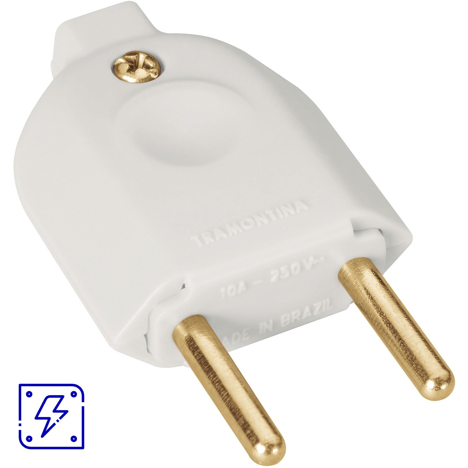 Plugue Macho 2P 10 A 250 V Tramontina Branco 800 UNIDADES EMB.MINIMA