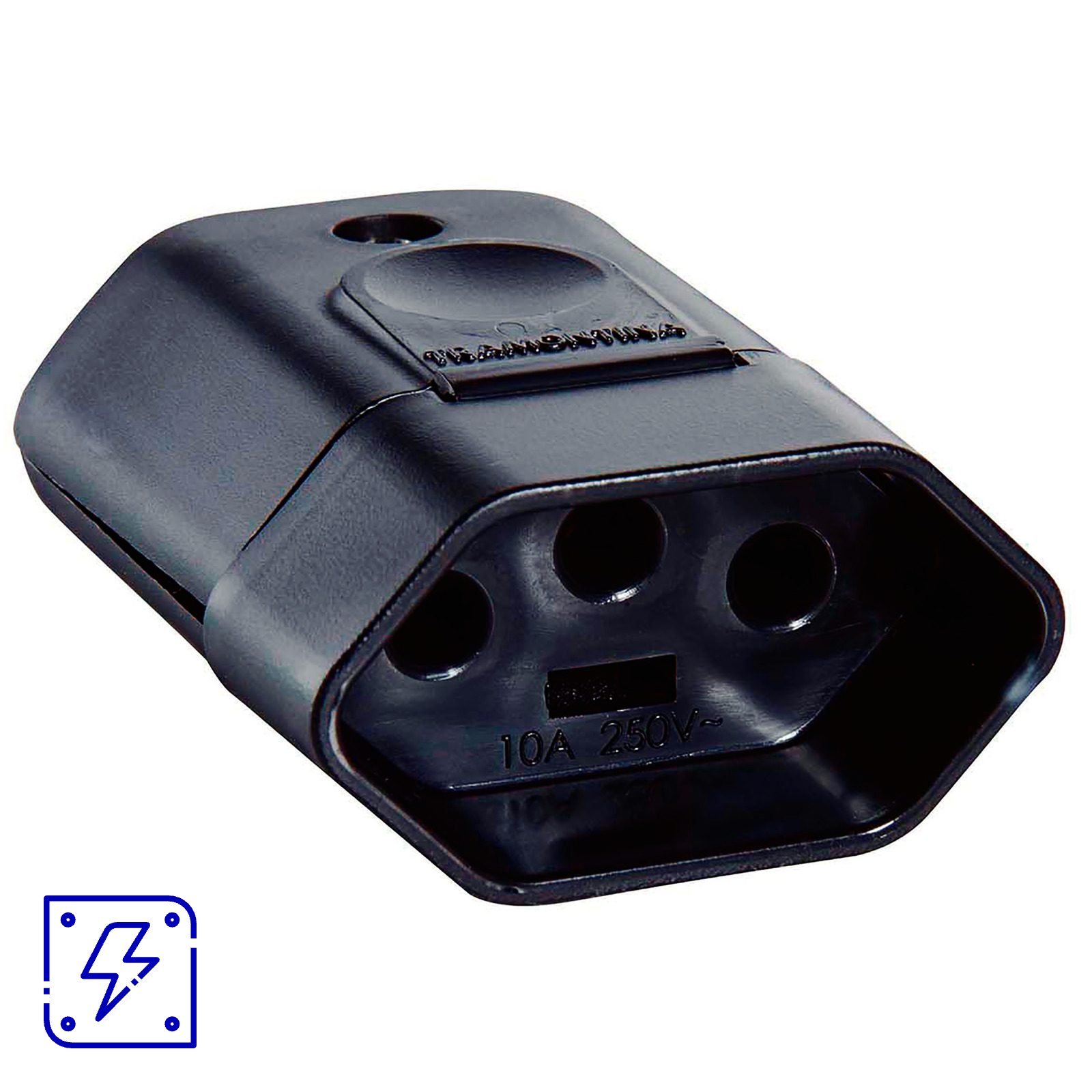 Plugue Fêmea 2P+T 20 A 250 V Tramontina Preto 50 UNIDADES EMB.MINIMA