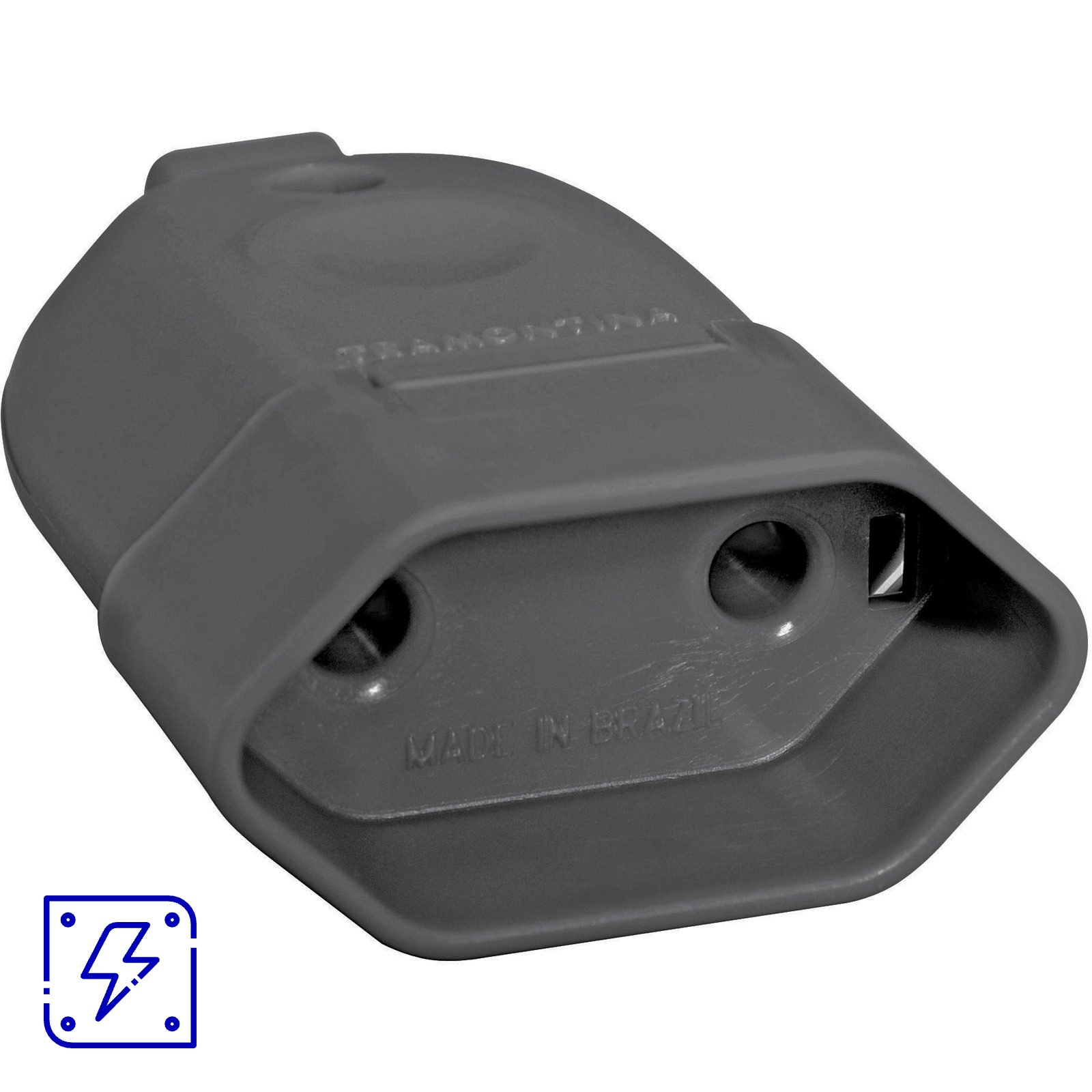 Plugue fêmea 2P 10A 250V~ cor preto 100 UNIDADES EMB.MINIMA