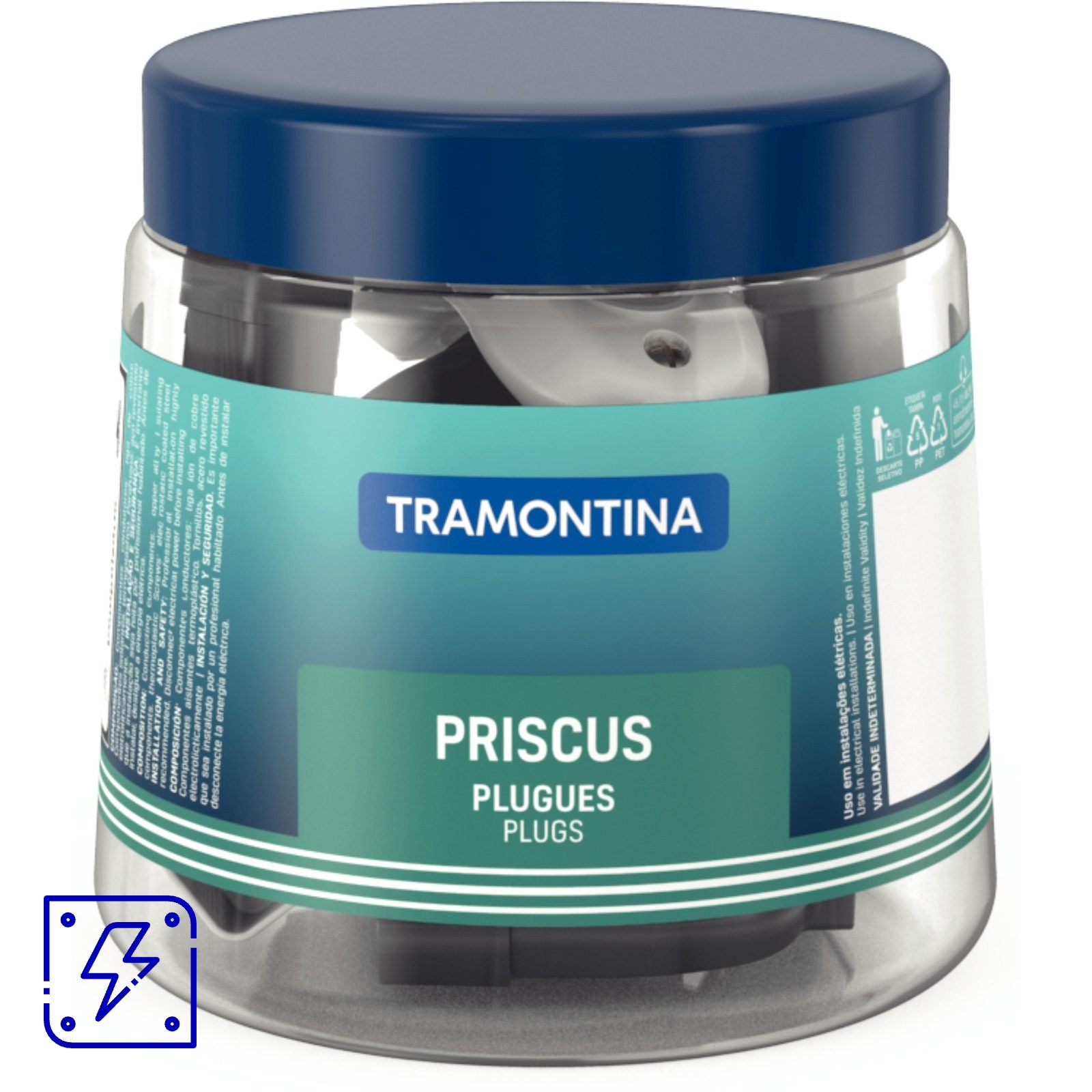 Plugue Fêmea 2P 10 A 250 V Tramontina Preto e Branco Pote com 24 Unidades 48 UNIDADES EMB.MINIMA