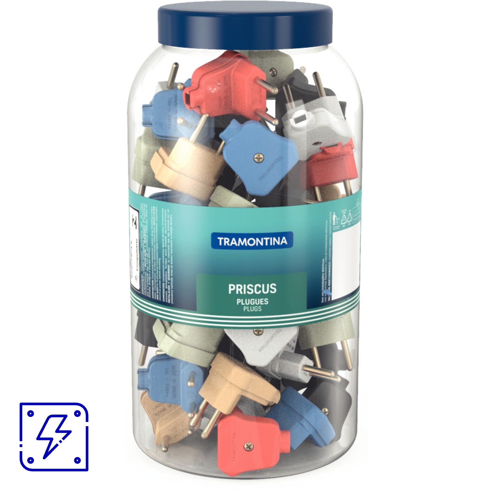 Plugue Angular 2P 10 A 250 V Tramontina 6 Cores Pote com 78 Unidades 78 UNIDADES EMB.MINIMA