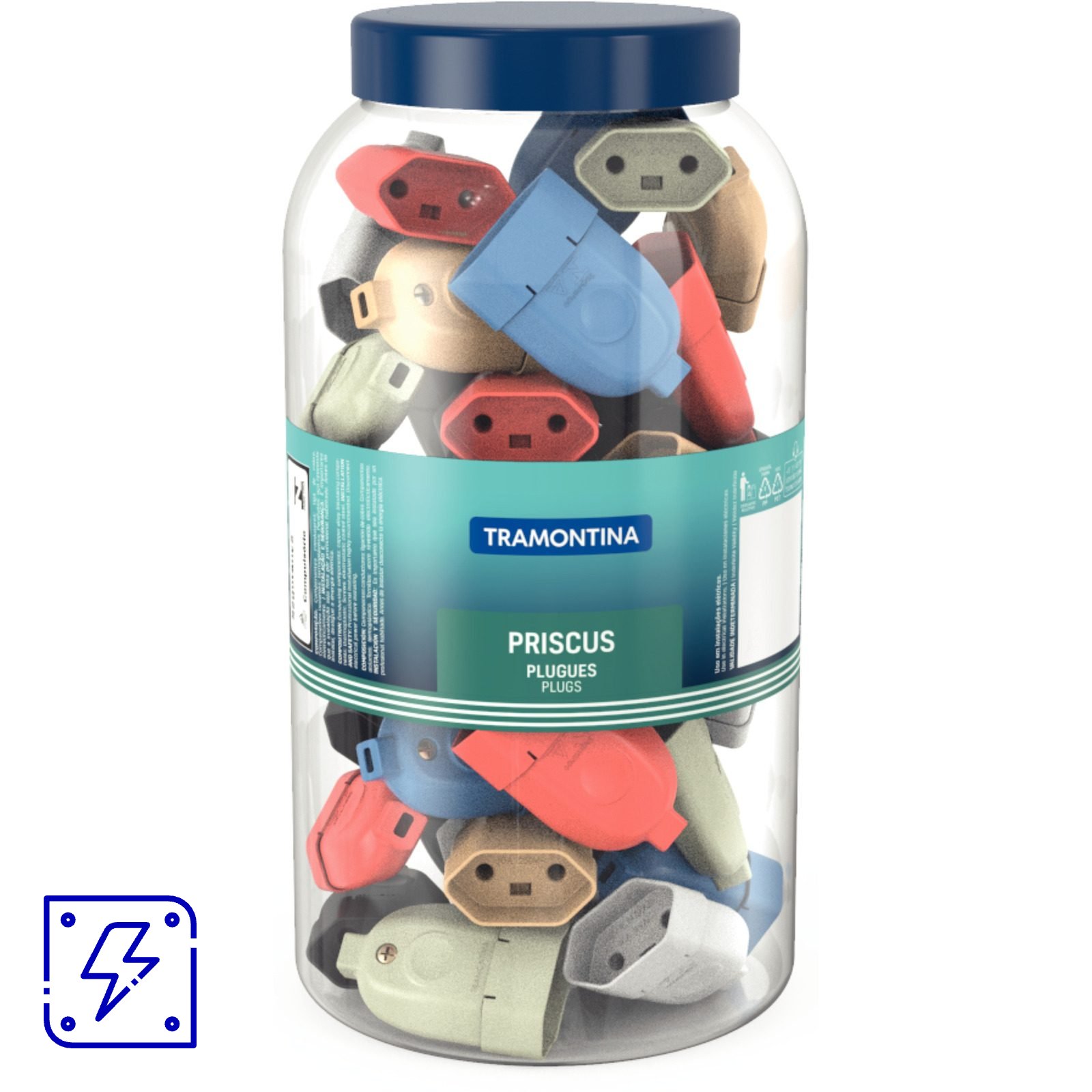 Plugue Fêmea 2P 10 A 250 V Tramontina 6 Cores Pote com 66 Unidades 66 UNIDADES EMB.MINIMA
