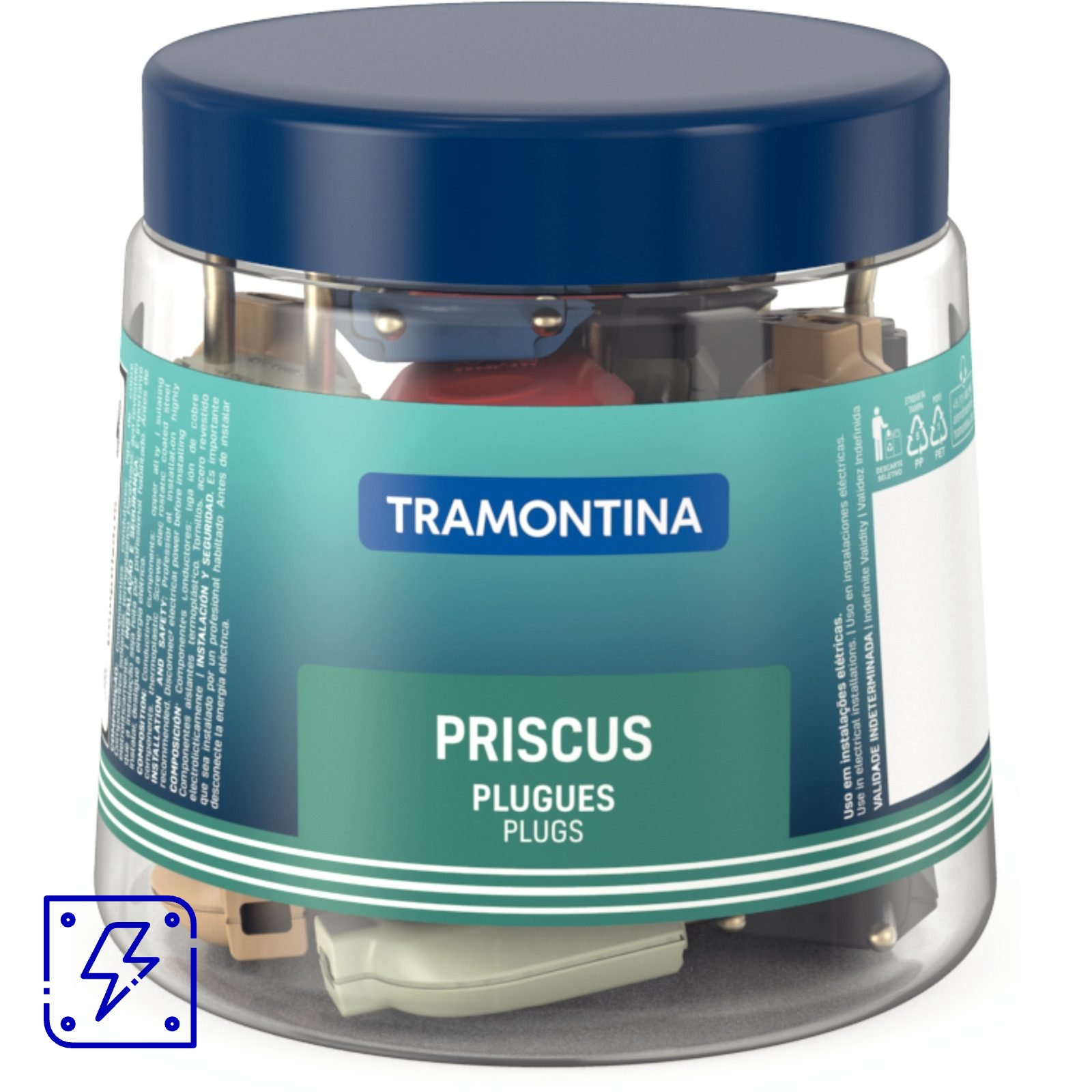 Plugue Macho 2P 10 A 250 V Tramontina 6 Cores Pote com 42 Unidades 84 UNIDADES EMB.MINIMA
