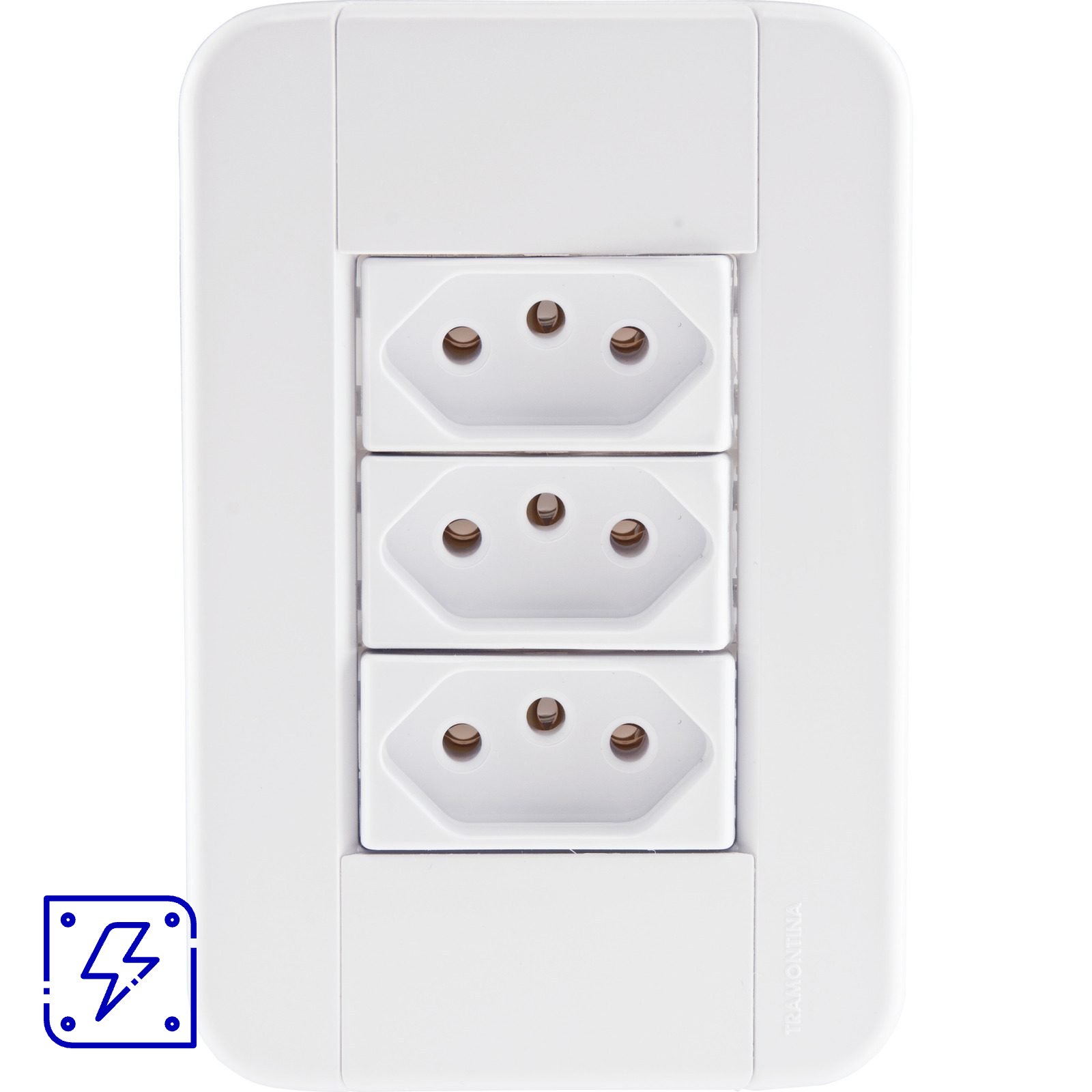 Conjunto 4x2 com 3 Tomadas 2P+T 20 A 250 V Tramontina Tablet Branco 10 UNIDADES EMB.MINIMA