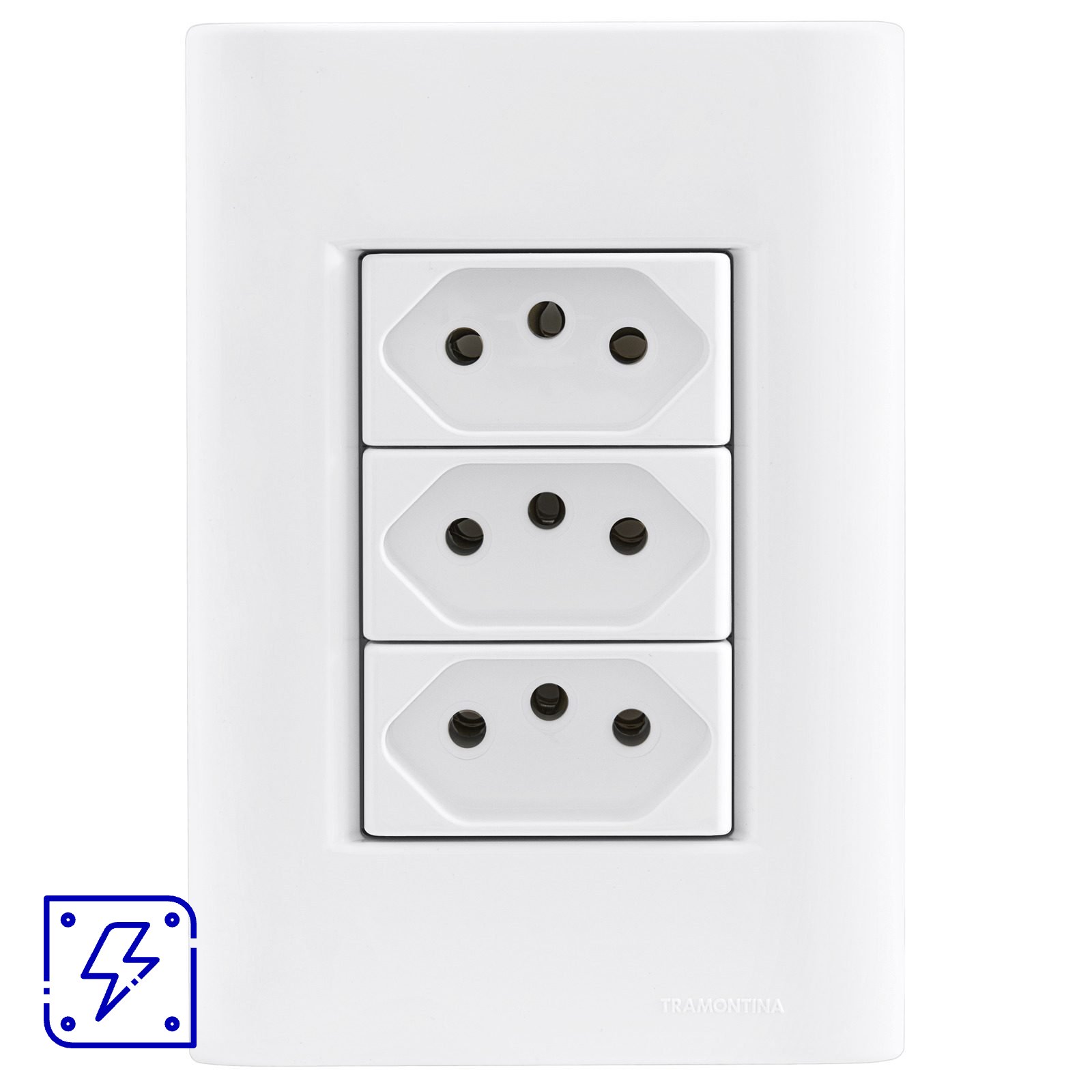 Conjunto 4x2 com 3 Tomadas 2P+T 20 A 250 V Tramontina Giz Branco 10 UNIDADES EMB.MINIMA