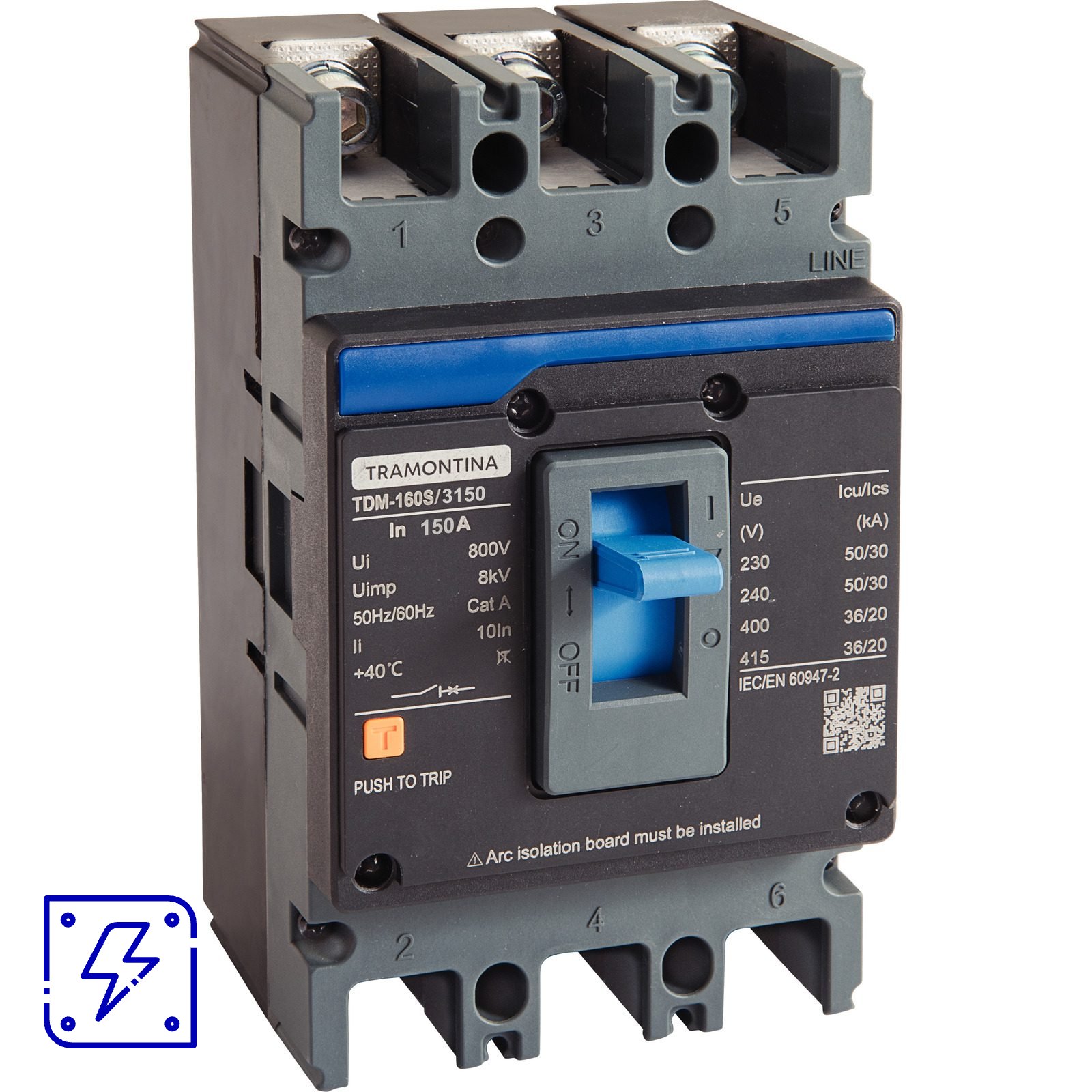 Disjuntor Caixa Moldada Tramontina TDM-160S 3P 150A 50kA 1 UNIDADES EMB.MINIMA