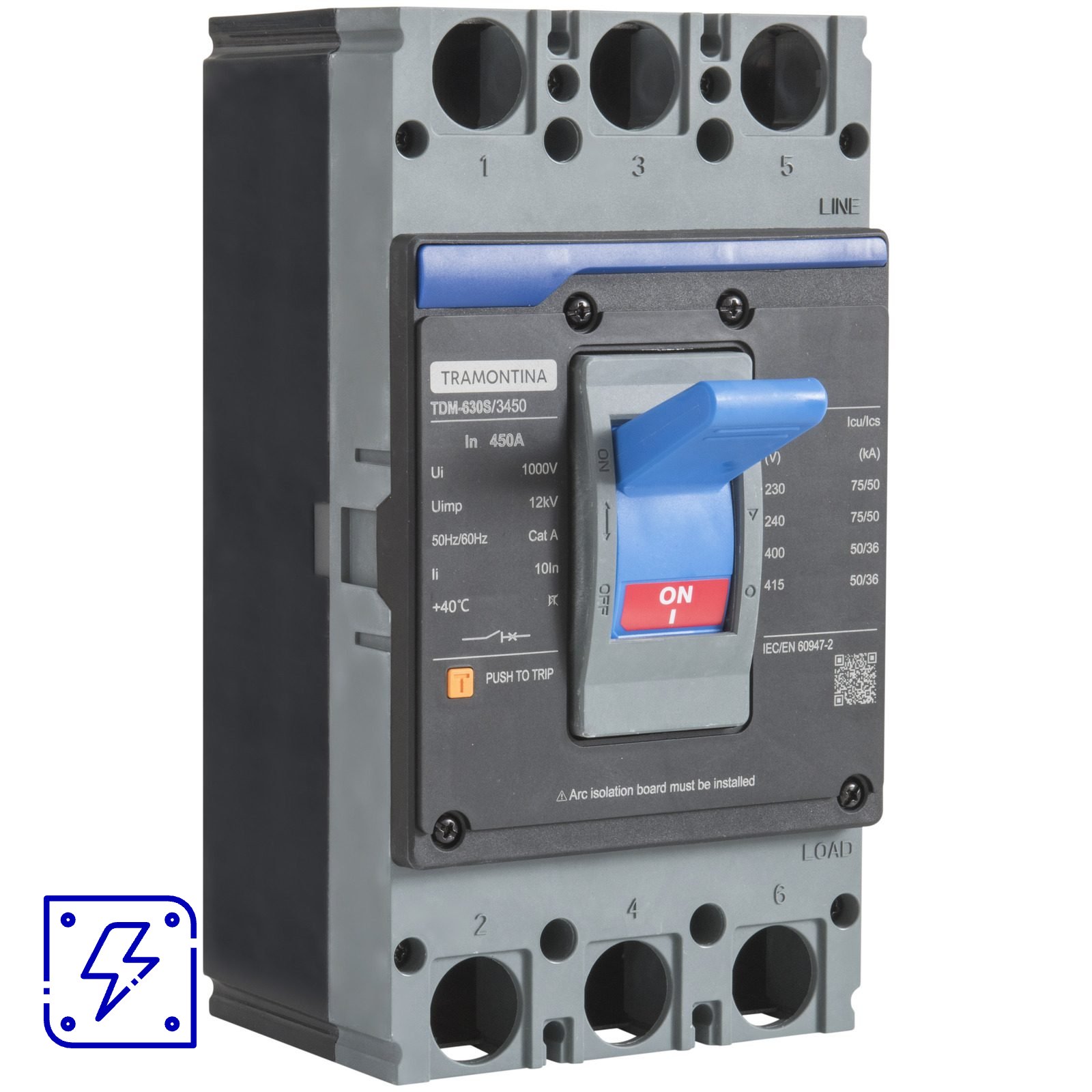 Disjuntor Caixa Moldada Tramontina TDM-630S 3P 450A 75kA 1 UNIDADES EMB.MINIMA