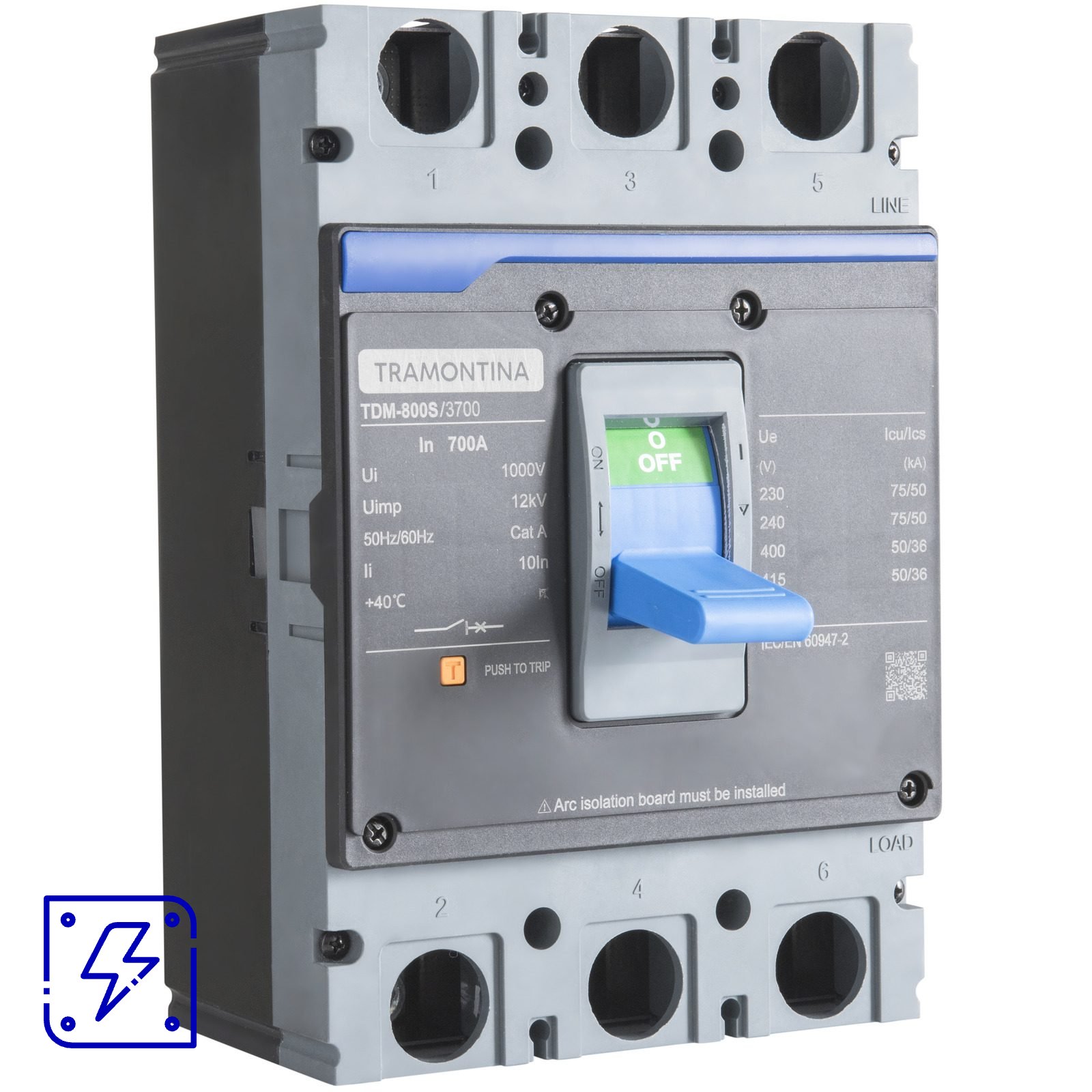 Disjuntor Caixa Moldada Tramontina TDM-800S 3P 700A 75kA 1 UNIDADES EMB.MINIMA