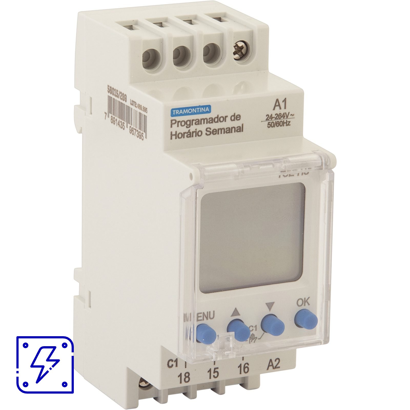 Relé Temporizador Tramontina Programador de Horário Semanal 24-264 V AC/DC 16 A AC-1 1 UNIDADES EMB.MINIMA