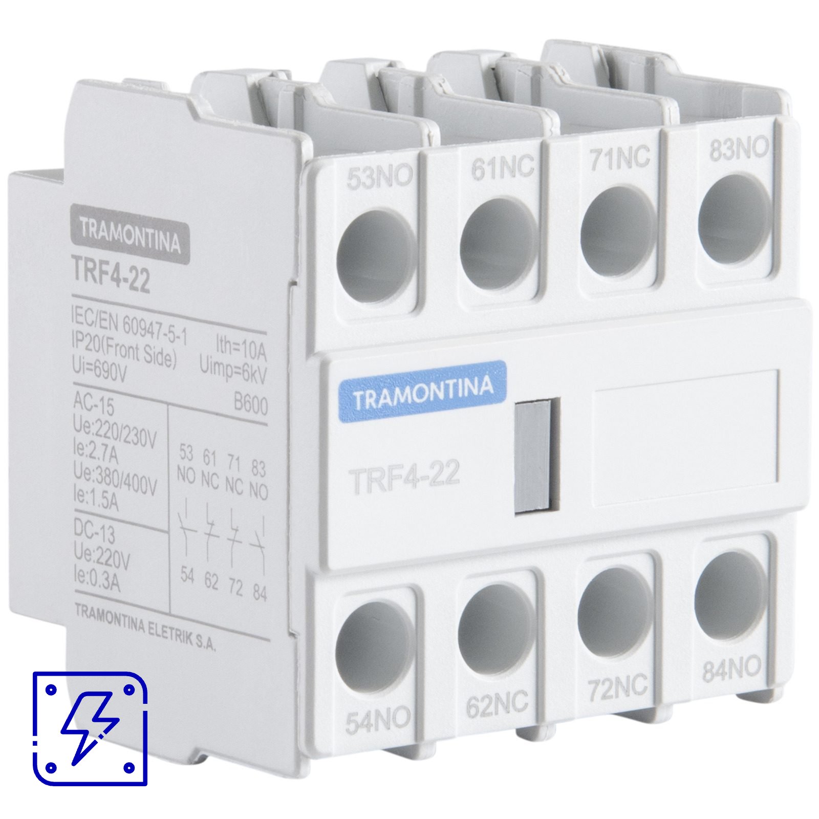 Contato Auxiliar Frontal para Contato Tramontina TRF4-22 2NA+2NF 10 UNIDADES EMB.MINIMA