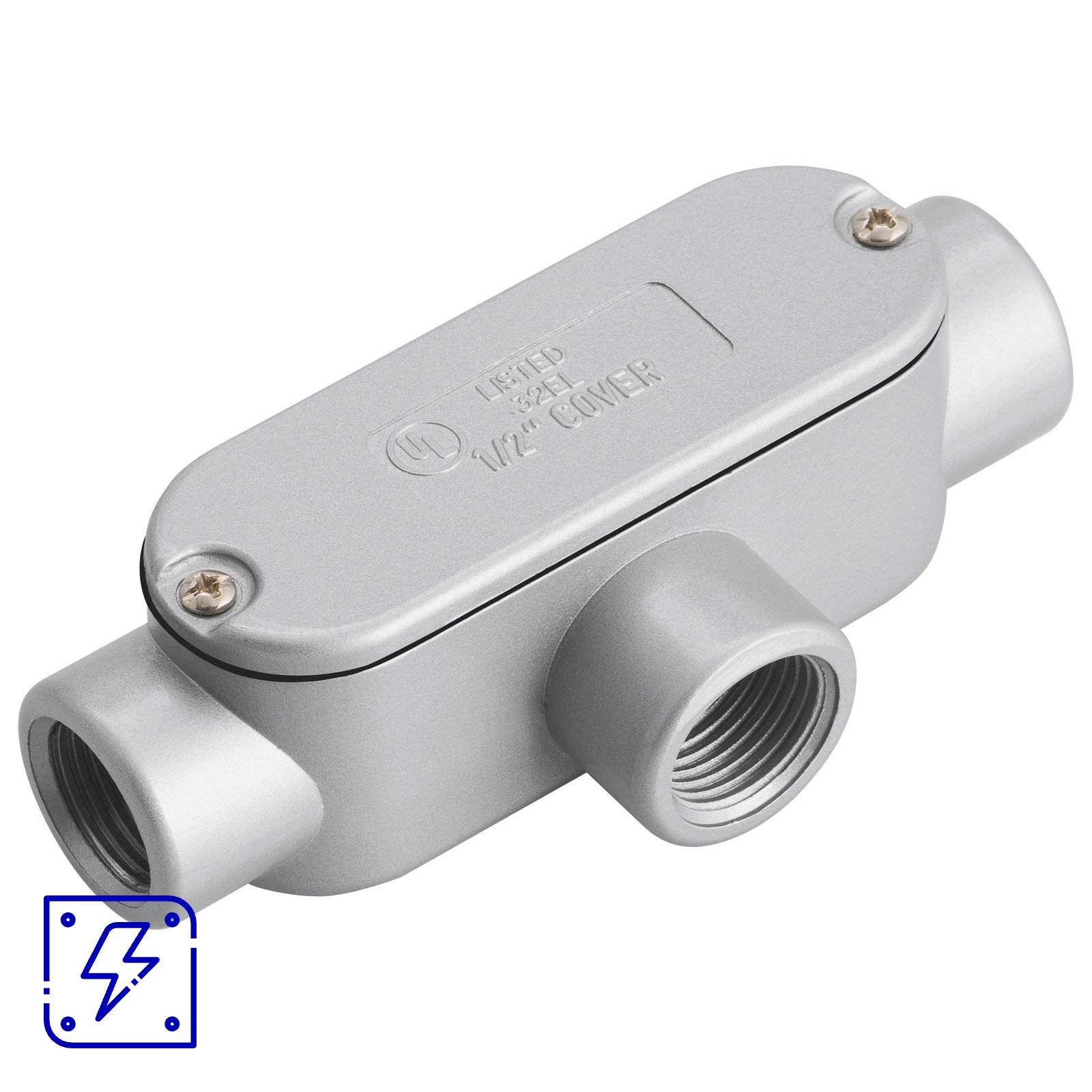 Condulete Tipo T 3/4" Ovalado Fixo Tramontina com Tampa com Rosca BSP e com Pintura Eletrostática a Pó 12 UN. EMB.MINIMA