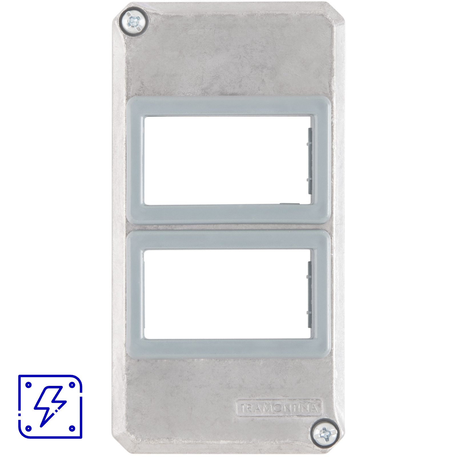 Tampa para Condulete 1" Tramontina com 2 Postos Afastados Horizontal para Sistema Modular 24 UNIDADES EMB.MINIMA