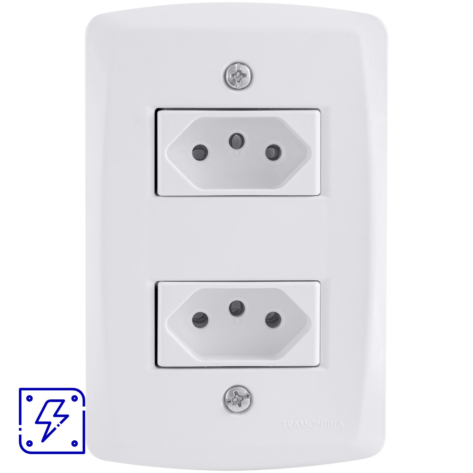 Conjunto 4x2 com 2 Tomadas 2P+T 10 A 250 V Tramontina Lux2 Branco 1 UN. EMB.MINIMA