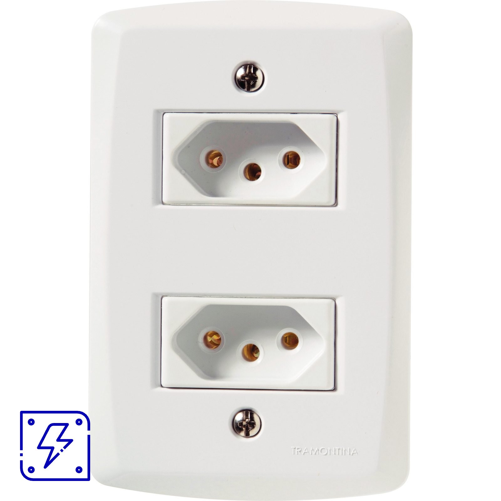 Conjunto 4x2 com 2 Tomadas 2P+T 20 A 250 V Tramontina Lux2 Branco 1 UN. EMB.MINIMA