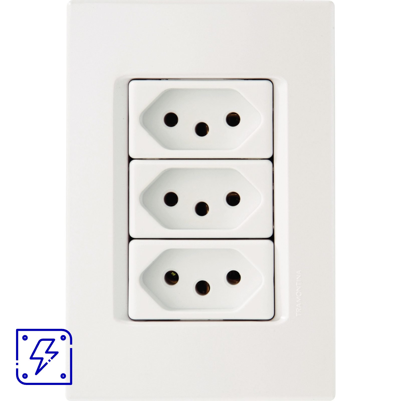 Conjunto 4x2 com 3 Tomadas 2P+T 10 A 250 V Tramontina IzyFlat Branco 10 UN. EMB.MINIMA