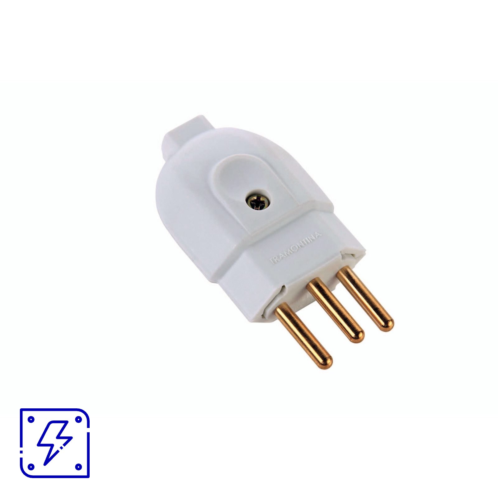 Plugue Macho 2P+T 10 A 250 V Tramontina Branco 50 UNIDADES EMB.MINIMA